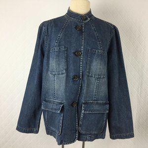 Liz Claiborne Womens Denim Jacket Coat Blue 4 Pocket Size Large Plus Size 14W